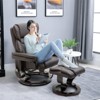 Massage Sofa Recliner Chair with Footrest, 10-Point Vibration, Faux PU Leather Upholstered Reclining Armchair, Brown - 2 of 4