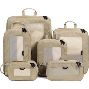 Compression Packing Cubes - 4 Set Durable Travel Organizer Bags Mesh Top, Expandable Travel Accessories Carry - 1 of 4