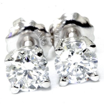 Pompeii3 1/2ct Round Diamond Studs Screw Back 14K White Gold
