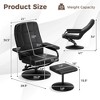 Costway Reclining Chair with Ottoman Lounge Accent Armchair Padded Seat Footrest Black - 3 of 4
