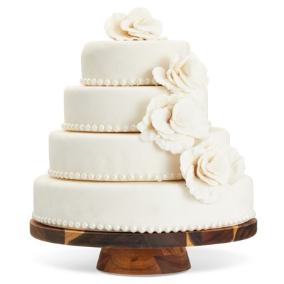 Rustic Dark Brown Acacia Wood Cake Stand for Appetizers and Desserts