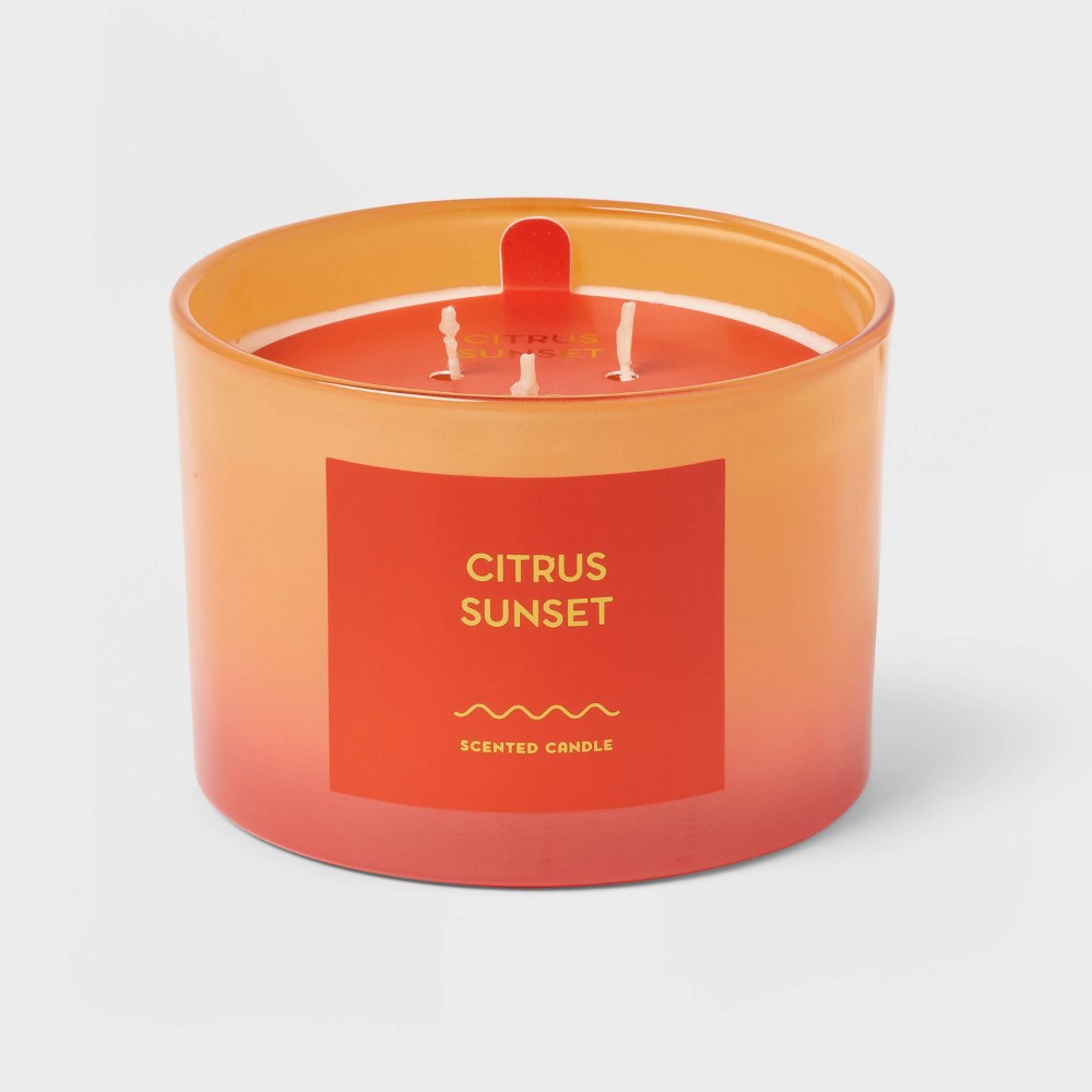 Photos - Figurine / Candlestick 12oz Ombre Glass Jar with Lid Citrus Sunset - Opalhouse™