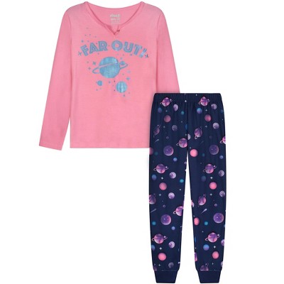 Sleep On It Girls Far Out In Space Brushed Jersey 2-piece Pajama Sleep ...