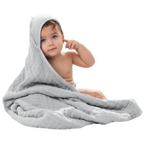 Comfy Cubs Hooded Baby Towels - 6 Layer, 100% Muslin Cotton - Large 32 x 32 Inch, Unisex - 1 of 4