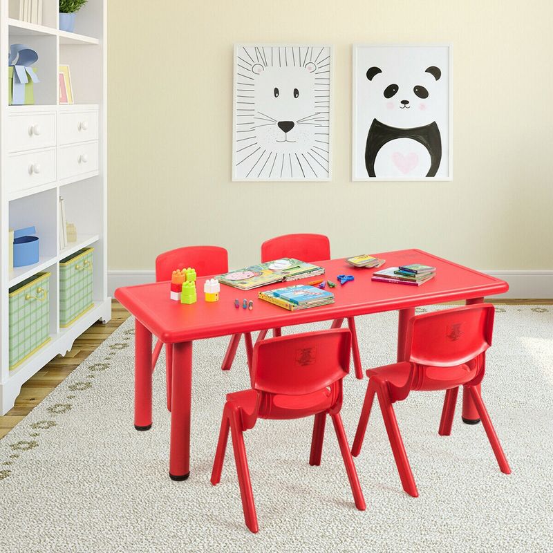 Costway Kids Plastic Rectangular Learn and Play Table Playroom Kindergarten Home Red, 3 of 11