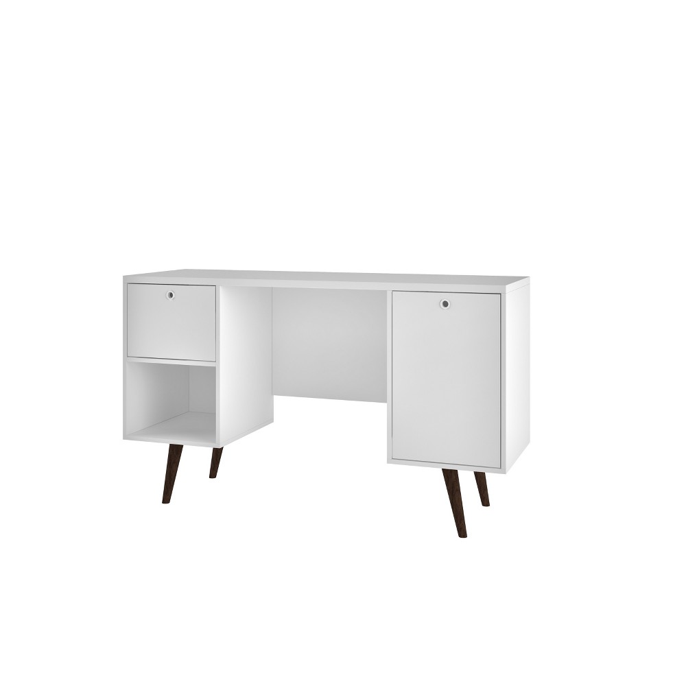 Edgar 1 Drawer Mid Century Office Desk White - Manhattan Comfort