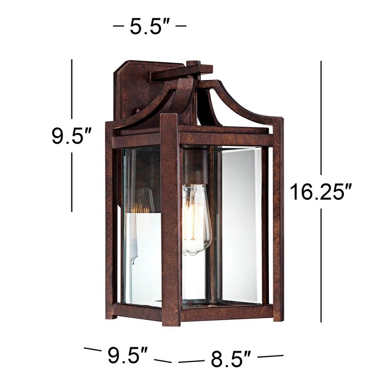 Franklin Iron Works Rockford Rustic Farmhouse Outdoor Wall Light Fixture Bronze 16 1/2" Clear Beveled Glass for Post Exterior Barn Deck House Porch, 4 of 8