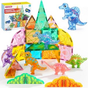 JOYFY 50PCS Magnetic Tiles Dinosaur Set for Kids,Educational STEM Toy for Boys & Girls Ages 3-5 4-8, Xmas Birthday Party Gift for Toddlers - 1 of 4