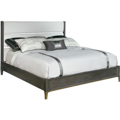 Edgewater King Size Brown and White Linen Upholstered Bed