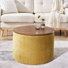 Sapphtopaz 2-Piece Set Round Storage Ottoman Bench, Equipped with a Drum Shaped Small Stool, Upholstered Chenille Ottoman with Desktop Panel - 3 of 4
