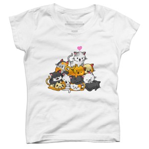 Girl's Design By Humans Cat Cute Pile Cats Anime Kawaii Neko Gift Women Girls By MiuMiuShop T-Shirt - 1 of 3