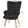 Napster Fuzzy Plush Upholstery Wingback Arm Chair with Solid Wood Legs - 2 of 4