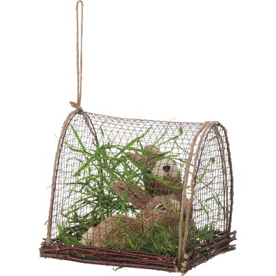 Transpac Foam 8.5 in. Multicolor Spring Bunnies In Cage