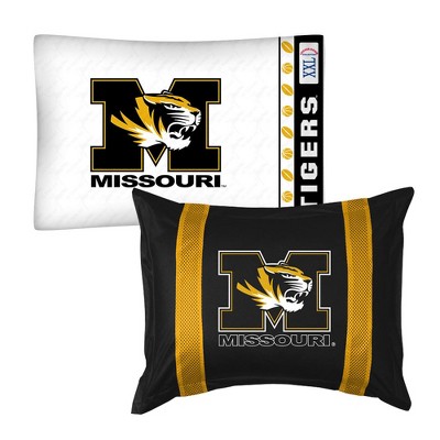 2pc NCAA Pillowcase and Pillow Sham Set College Team Logo Bedding Accessories - Missouri Tigers..