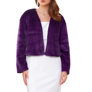 INSPIRE CHIC Women's Formal Evening Cocktail Bridal Wedding Elegant Faux Fur Jacket - 1 of 4