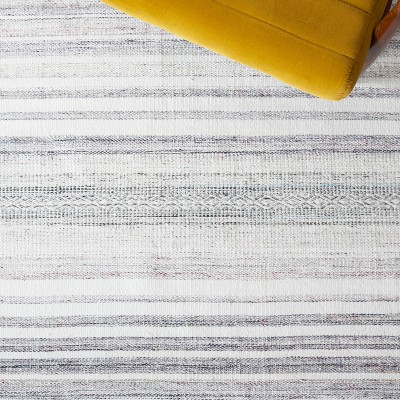 Ivory and Light Gray Handwoven Synthetic Area Rug 8' x 10'