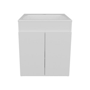 SEVOBAL Bathroom Vanities Wall Mounted Vanities with Two Drawers and Open Shelf 60cm for Bathroom Storage, White, 24.8"*22.83"*11.81" - 1 of 4