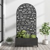 SpassWay 72"H Arch Metal Planter Box with Trellis Raised Garden Bed with Arbor Privacy Screen with Wheels - 2 of 4