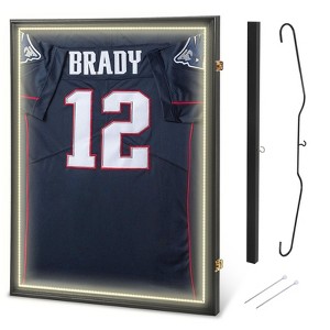 LED Sports Jersey Display Case, Lockable Shadow Box with UV-Resistant Acrylic, Wall Mount Frame for Football, Basketball, Baseball - 1 of 4