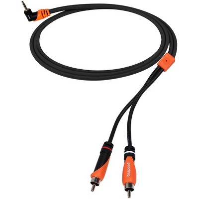 Bespeco SLYMPR180 6 ft. 3.5 mm Stereo Right Angle to 2 RCA Male OFC Y Cable  6 ft.