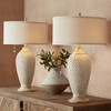 360 Lighting Cody Rustic Farmhouse Table Lamps 24 1/2" High Set of 2 Beige Textured Pebble Drum Shade for Bedroom Living Room Bedside Nightstand House - 2 of 4
