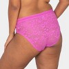 Curvy Couture Women's Plus Size No-Show Lace High Cut Brief Panty Flirt XL - 2 of 4