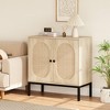 Rattan Storage Cabinet, Sideboard Buffet Cabinet, Wood Console Cabinet with Storage Shelf, Sideboard Cabinet for Hallway, Entryway, Living Room - 3 of 4