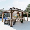 COWLOWN 12x20 Premium Double-Tier Gazebo with Hardtop Metal Roof, Elegant Outdoor Pavilion with Curtains & Mosquito Netting for Backyard & Patio - 3 of 4