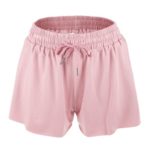 Unique Bargains Womens Flowy Running Shorts Casual High Waisted Workout  Shorts 1Pcs Pink M