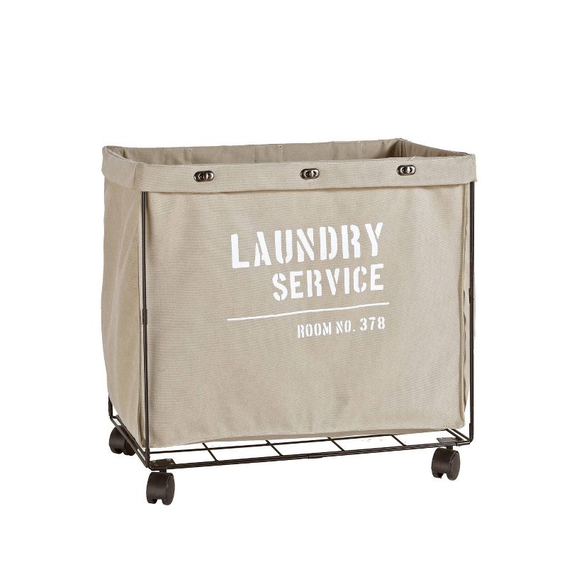 Danya B. Army Canvas Laundry Hamper on Wheels, 1 of 9