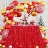 Wikineon 90 Inch Round Tablecloth Red Sequin Table Cloth Glitter Table Cover for Holiday Banquet Dining Wedding Party Decoration - 4 of 4