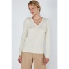JENNIE LIU Women's 100% Pure Cashmere Long Sleeve Pullover V Neck Sweater - 2 of 4