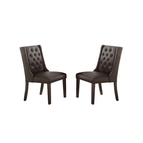 Faux leather discount tufted dining chair