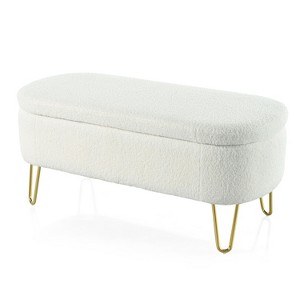 NicBex Modern 39.25" Oval Storage Bench with Metal Legs for Bedroom and Entryway - 1 of 4