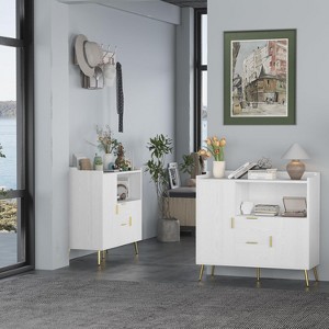 COZONY 40" Buffet Cabinet with Drawers, Modern Sideboard Storage with Shelves & Doors, Wood Coffee Bar Table for Kitchen & Dining Room 2 PK - 1 of 4