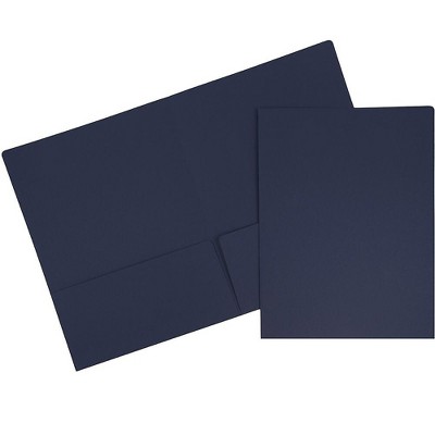 JAM Paper Premium Matte Colored Cardstock Two-Pocket Presentation Folders Navy 166628415C