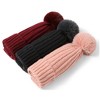 Women's Solid Color 100% Acrylic Knit Hat with pom And Fleece Lining - 2 of 4