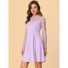 Allegra K Women's Heart Mesh Sheer Long Sleeve Gothic Cocktail Skater Party Dress - 2 of 4