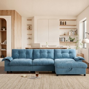 YOOCOZZ Upholstered Sectional Sofa with Armrest Storage, Cup Holder, Charging Ports and Movable Storage Ottoman - 1 of 4