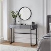 Gulches 39" Mirrored Makeup Vanity Table with Stainless Steel Base,,Versatile Desk for Bedroom and Office, Gray - 2 of 4
