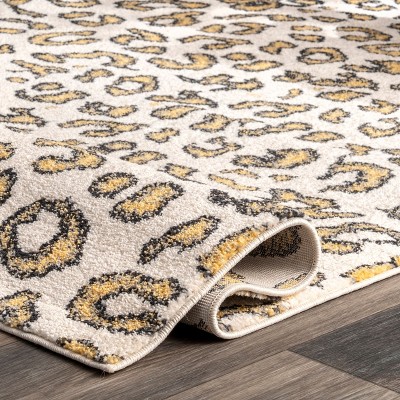 Handmade Tufted Leopard Print Beige Area Rug, 5' x 7'
