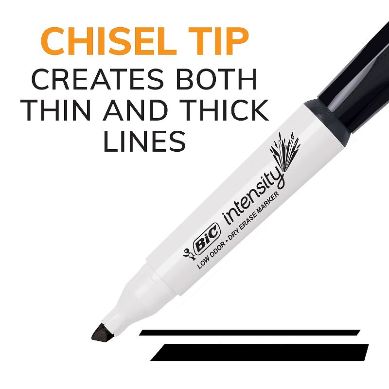 Bic Great Erase Grip Chisel Tip Dry Erase Marker Black Dozen GDEM11BK, 4 of 10