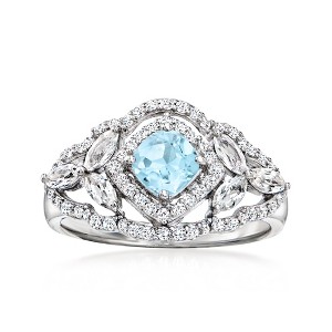 Ross-Simons 0.60 Carat Sky Blue Topaz and .60 ct. t.w. White Topaz Ring in Sterling Silver - 1 of 4