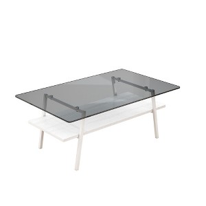 NicBex Modern 38.58" Rectangle Coffee Table with Glass Top, Open Storage Shelf and Iron Frame for Living Room - 1 of 4