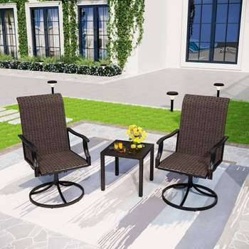 Patio Conversation Set with 360 Wicker Swivel Chairs & Coffee Table - Captiva