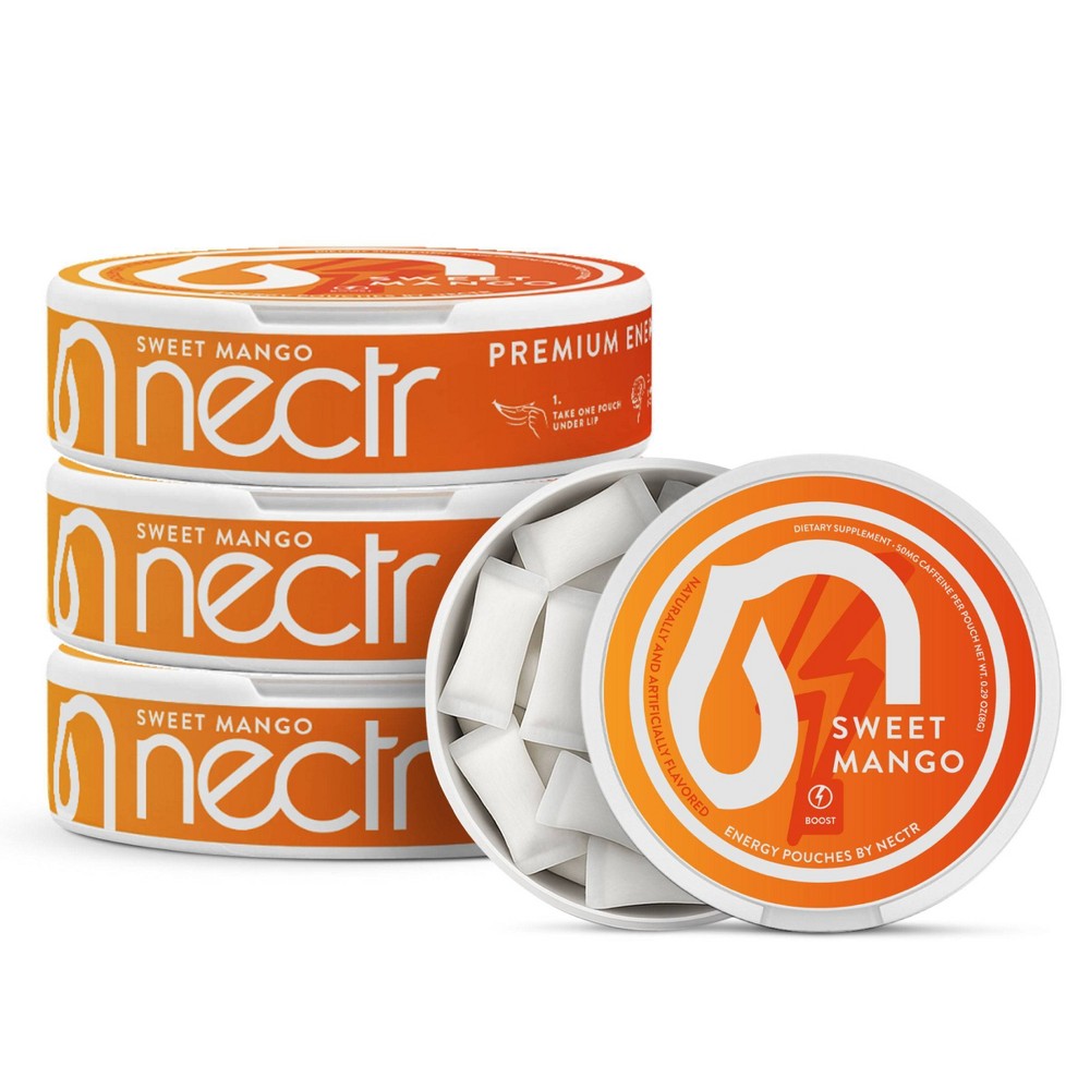 Nectr Energy Pouches with 50 mg Caffeine - Sweet Mango - 4ct
