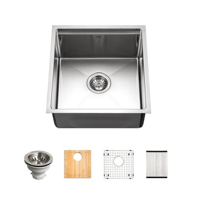 Houzer 17 Inch Novus Stainless Steel Undermount Single Bowl Workstation ...