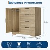 Garvee 43.3'' H Armoire Wardrobe Closet with 4 Drawers and 2 Doors, Hanging Rod, Multifunctional Wooden Dresser with Storage Closet - 3 of 4