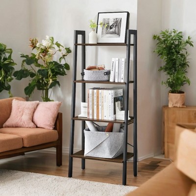 4-Tier Ladder Shelf, Storage Rack Bookcase with Steel Frame