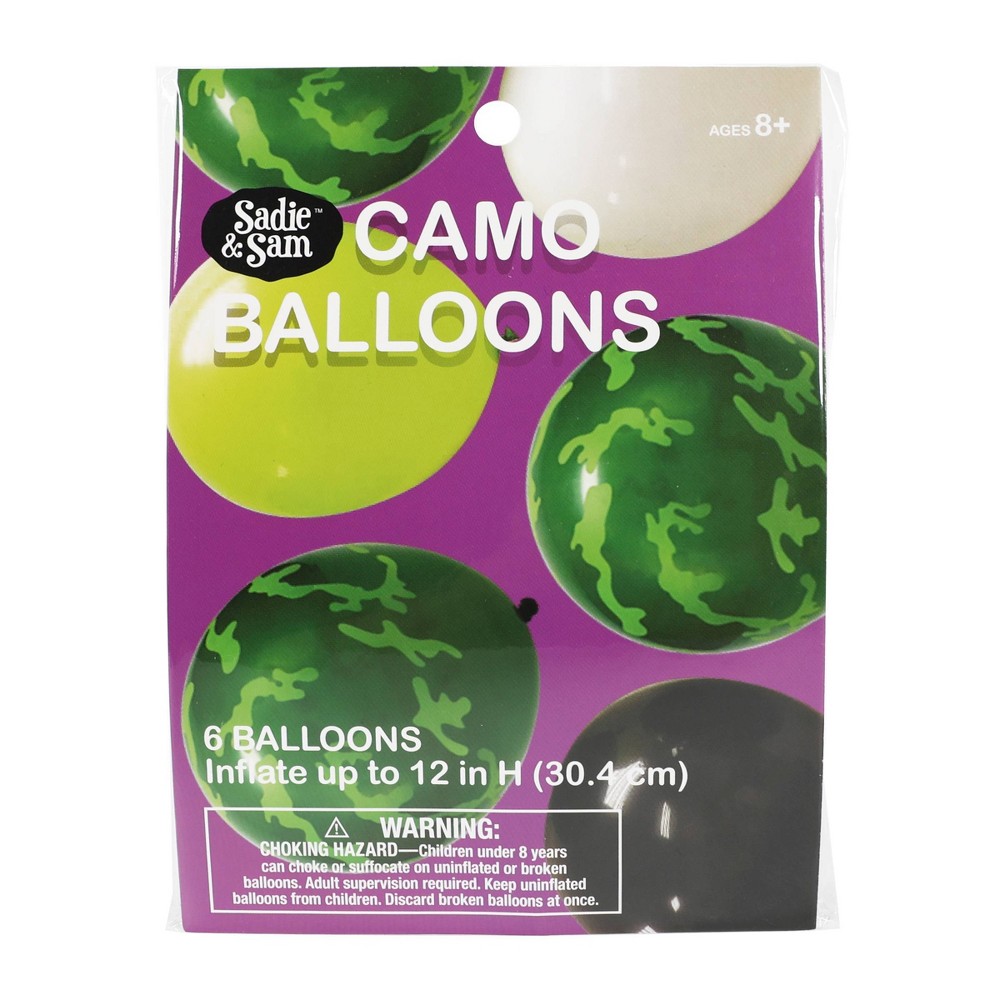 Photos - Other Jewellery 6ct Camo Balloon Pack Green/Black/Cream